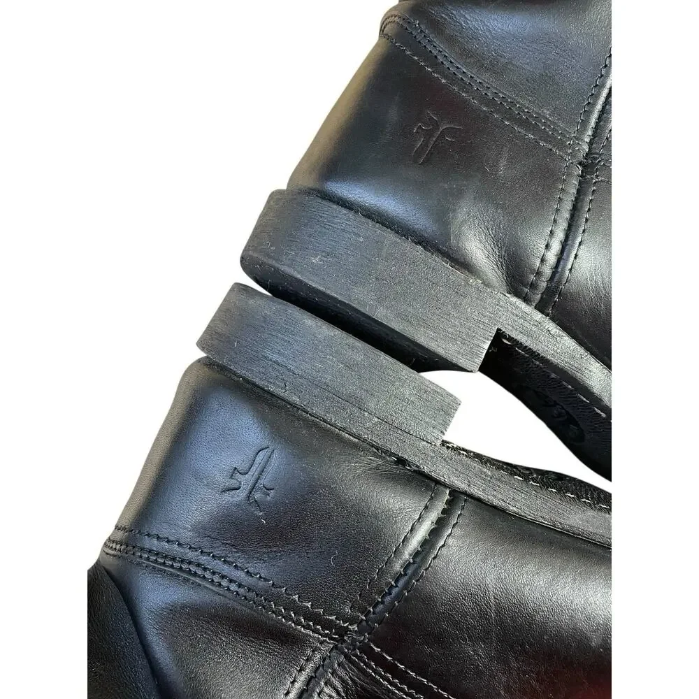 FRYE Men's Duke Roper Boots Black Leather Pull On Western Cowboy Size 11